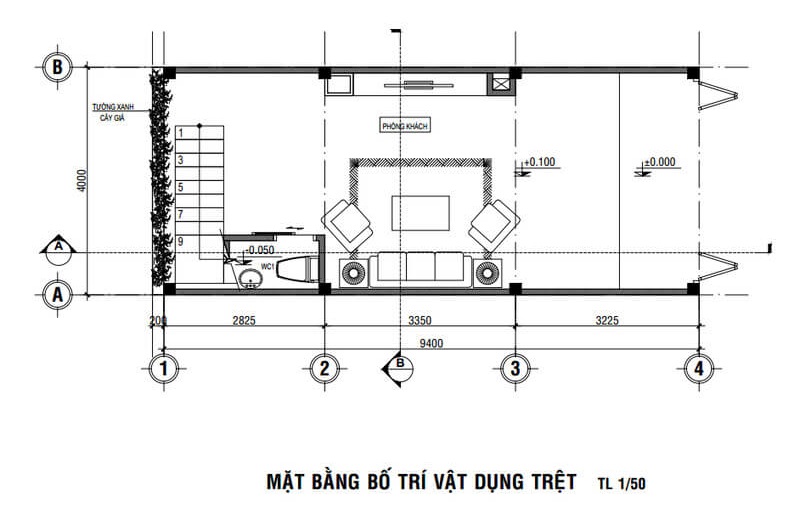 Bản vẽ mặt bằng tầng trệt