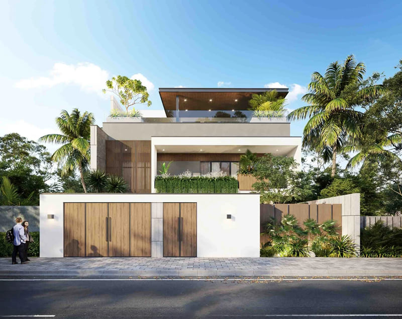 mẫu biệt thự 3 tầng mái bằng