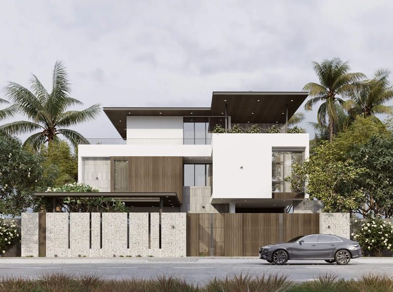 mẫu biệt thự 3 tầng mái bằng