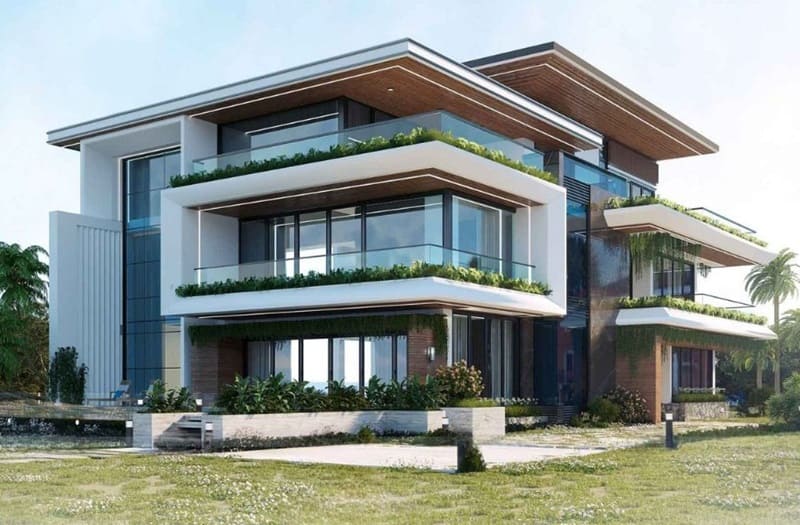 mẫu biệt thự 3 tầng mái bằng