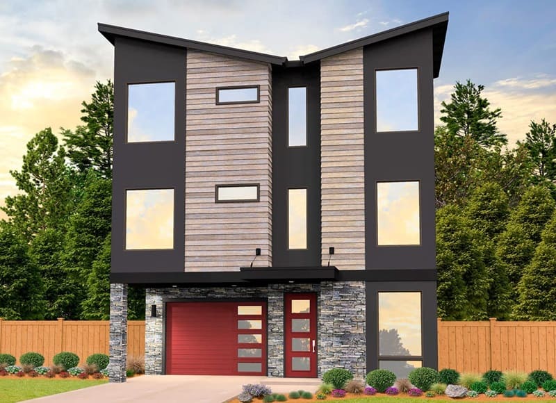 Mẫu nhà 3 tầng mái lệch