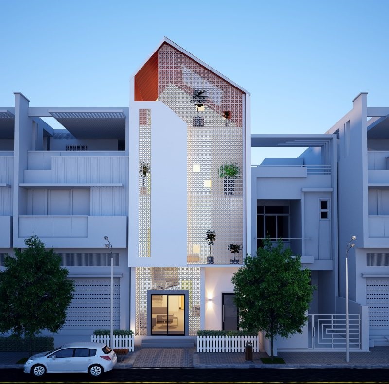 Mẫu nhà 3 tầng mái lệch