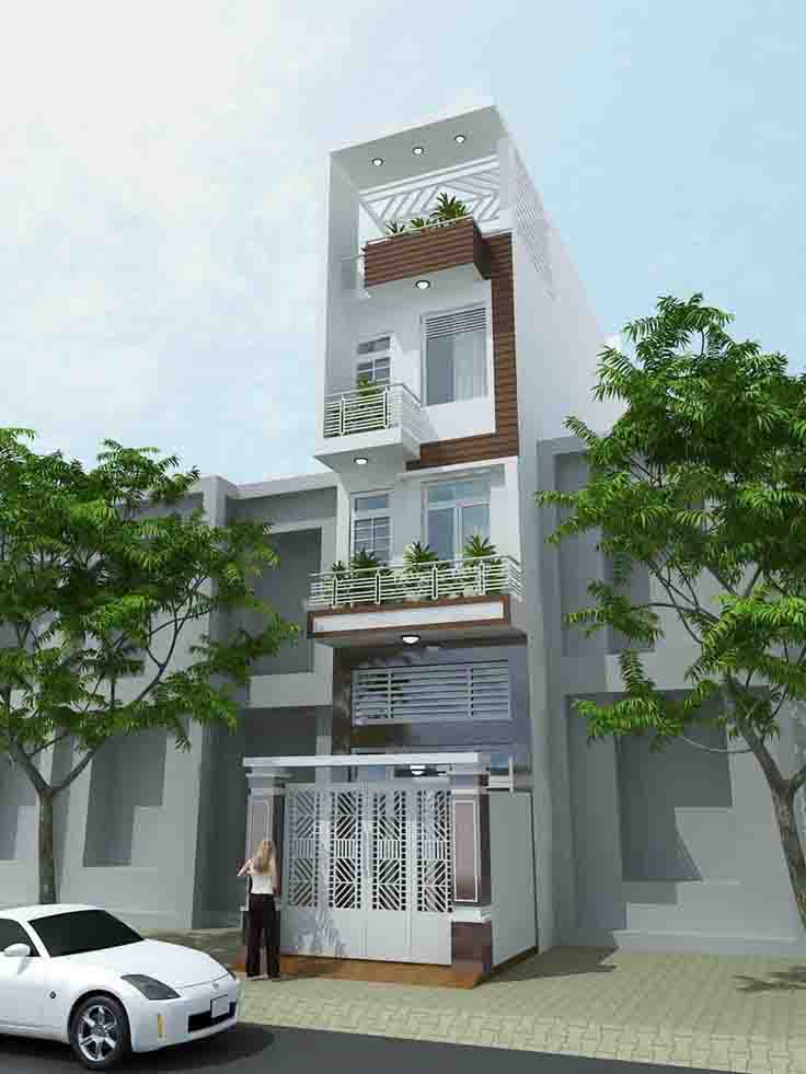 mặt tiền nhà 1 trệt 2 lầu 1 sân thượng có tầng lửng