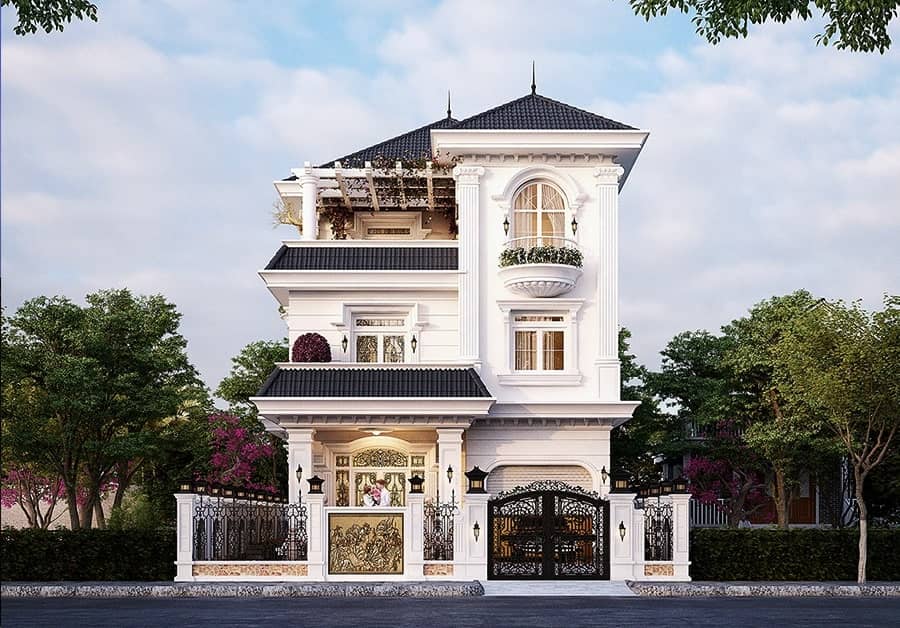 Mẫu thiết kế nhà 1 trệt 2 lầu mái nhật