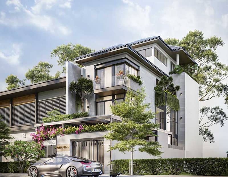 Mẫu thiết kế nhà 1 trệt 2 lầu mái thái