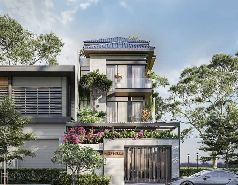 Mẫu thiết kế nhà 1 trệt 2 lầu mái thái