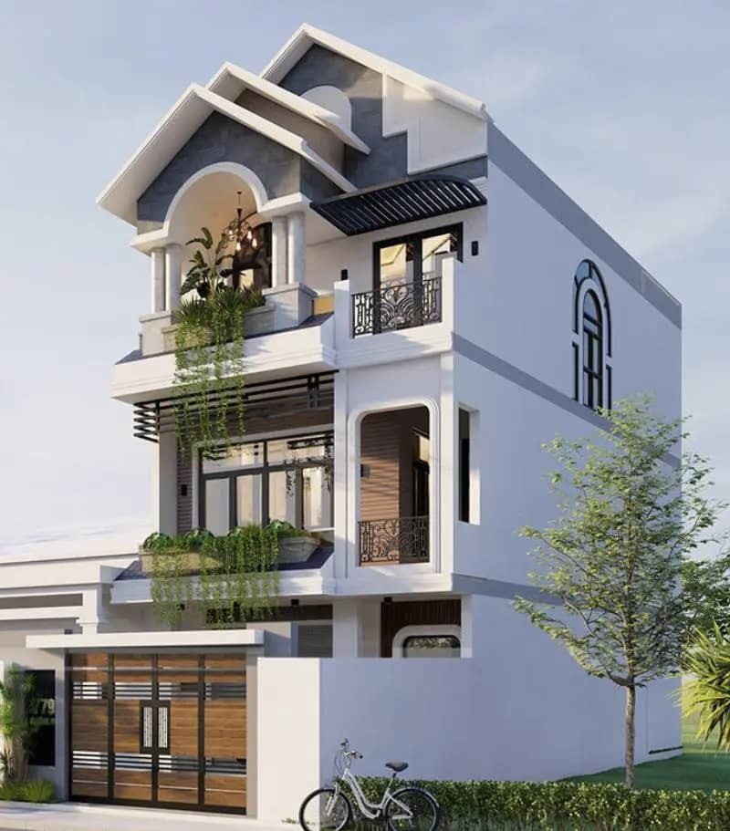 Mẫu thiết kế nhà 1 trệt 2 lầu mái thái