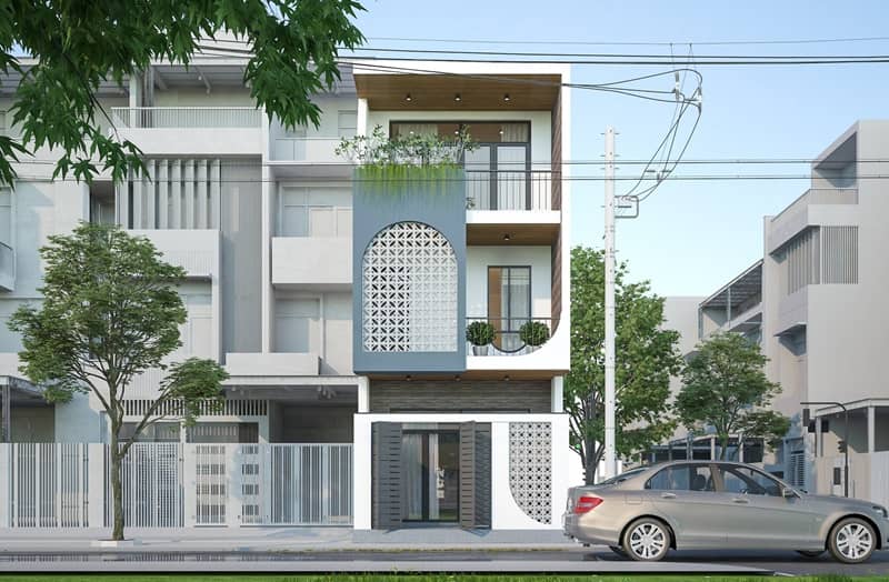 Mẫu thiết kế nhà 1 trệt 2 lầu phong cách hiện đại