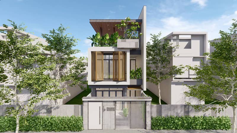 Mẫu thiết kế nhà 1 trệt 2 lầu phong cách hiện đại