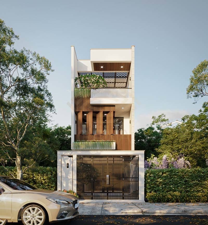 Mẫu thiết kế nhà 1 trệt 2 lầu phong cách hiện đại