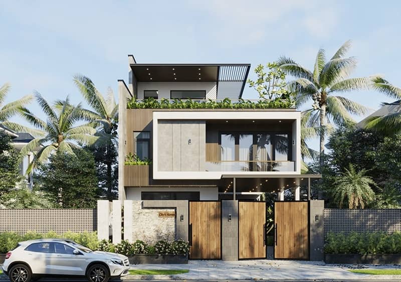 Mẫu thiết kế nhà 1 trệt 2 lầu phong cách hiện đại