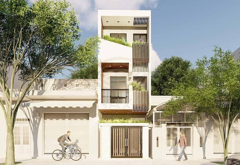 Mẫu thiết kế nhà 1 trệt 2 lầu phong cách hiện đại