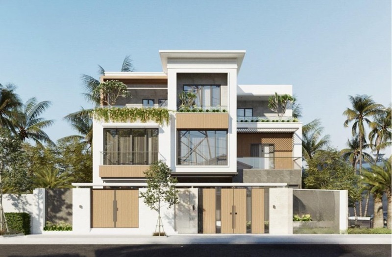 mẫu thiết kế nhà 3 tầng mái bằng hiện đại