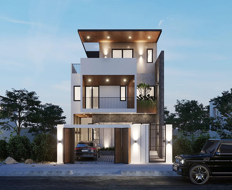 Mẫu nhà 3 tầng mái bằng hiện đại, đẹp cho năm 2025 - FIM House