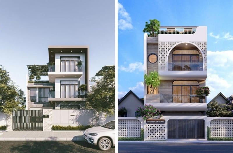 mẫu thiết kế nhà 3 tầng mái bằng hiện đại