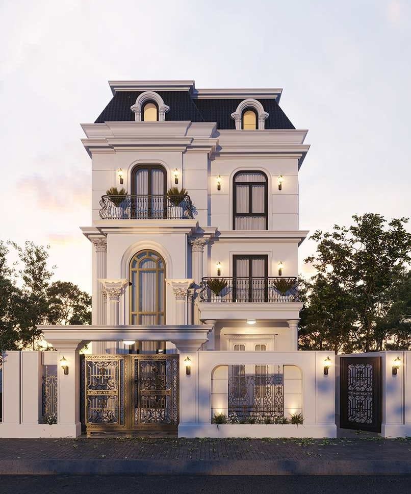 mẫu thiết kế nhà 3 tầng tân cổ điển