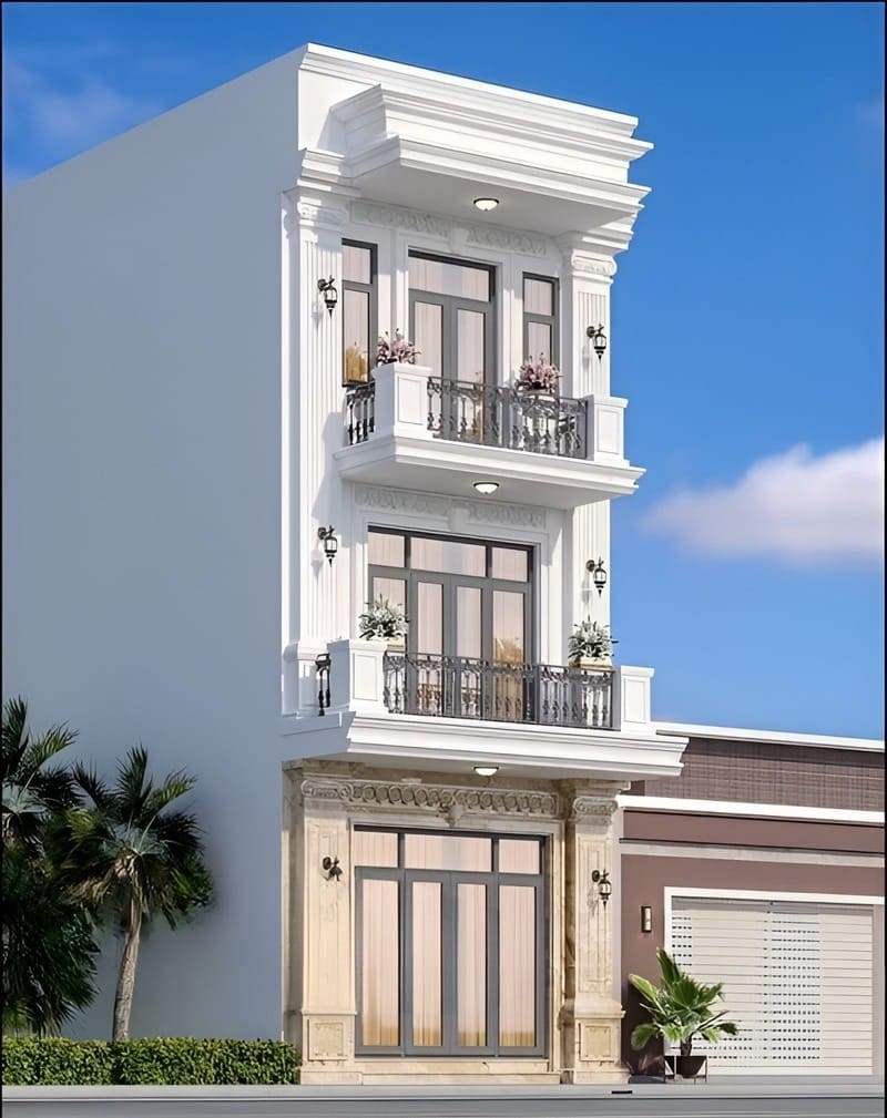 mẫu thiết kế nhà 3 tầng tân cổ điển