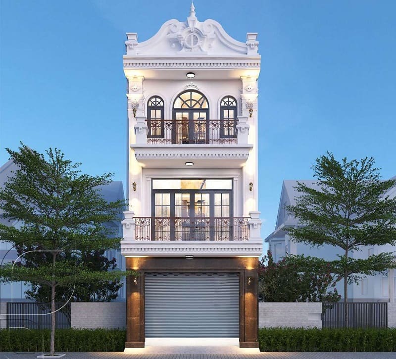 mẫu thiết kế nhà 3 tầng tân cổ điển