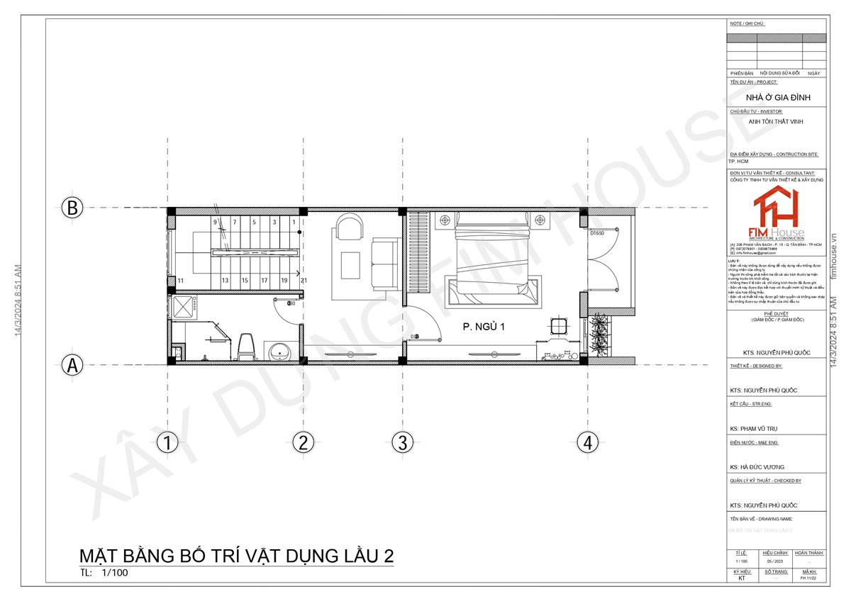 Bản vẽ mặt bằng lầu 2