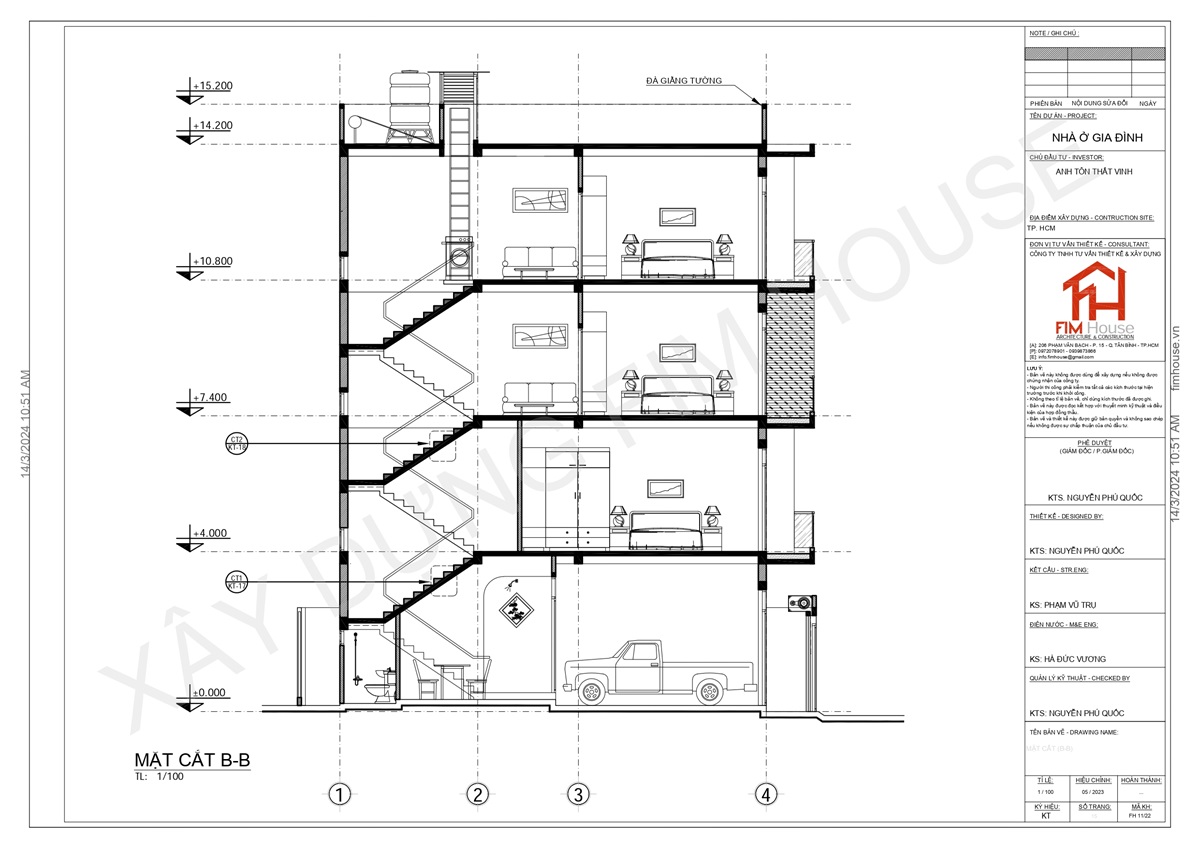 Bản vẽ mặt bằng nhà 1 trệt 3 lầu