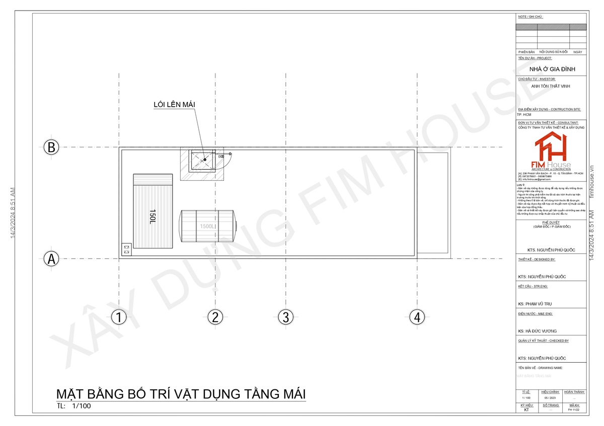 Bản vẽ mặt bằng sân thượng
