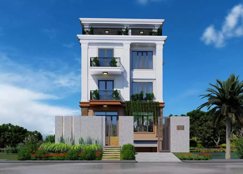 mẫu thiết kế nhà 3 tầng có tầng hầm