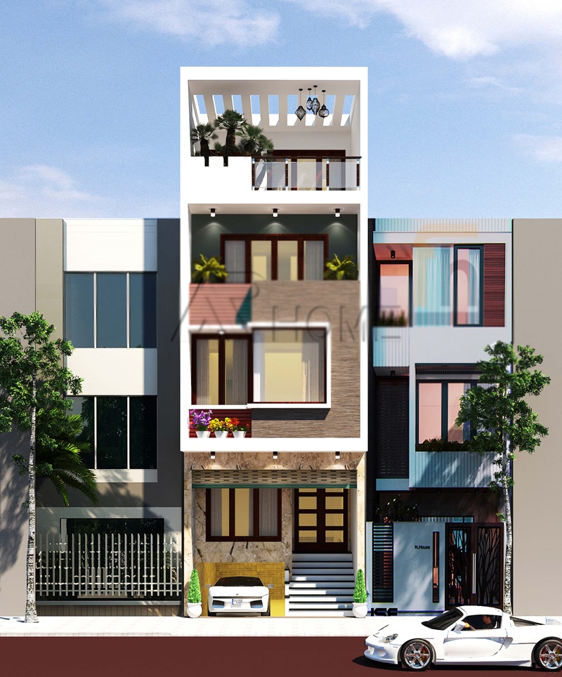 mẫu thiết kế nhà 3 tầng có tầng hầm