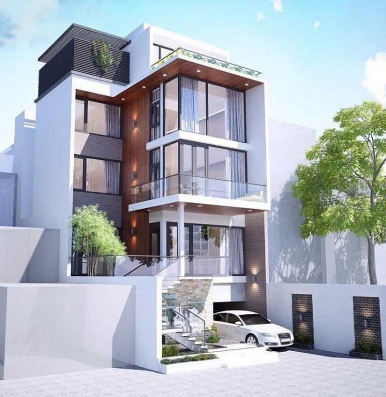 mẫu thiết kế nhà 3 tầng có tầng hầm