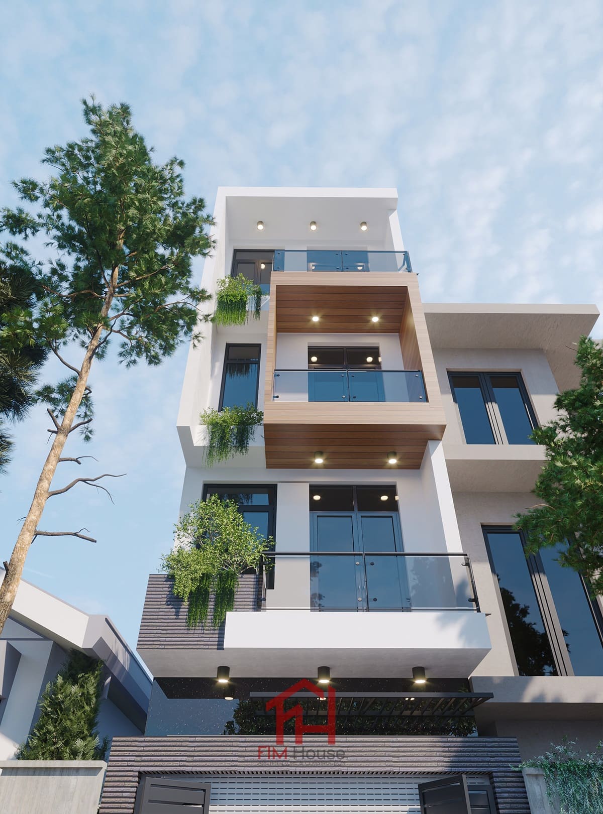 Phối cảnh mặt tiền nhà 1 trệt 3 lầu