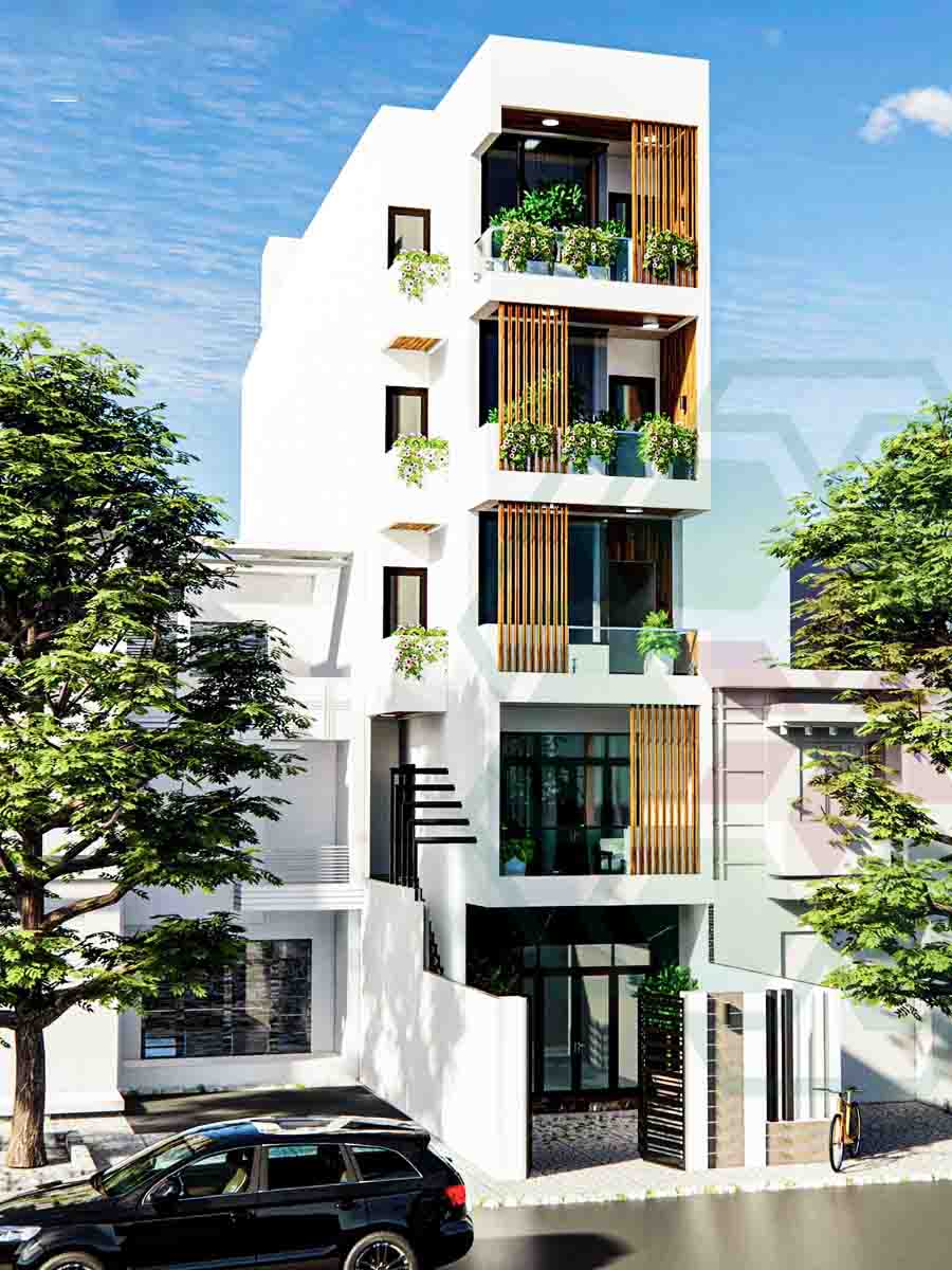 thiết kế nhà 1 trệt 3 lầu