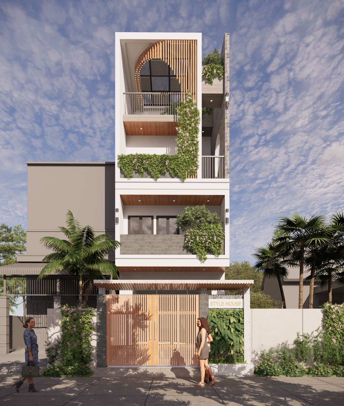 thiết kế nhà 1 trệt 3 lầu