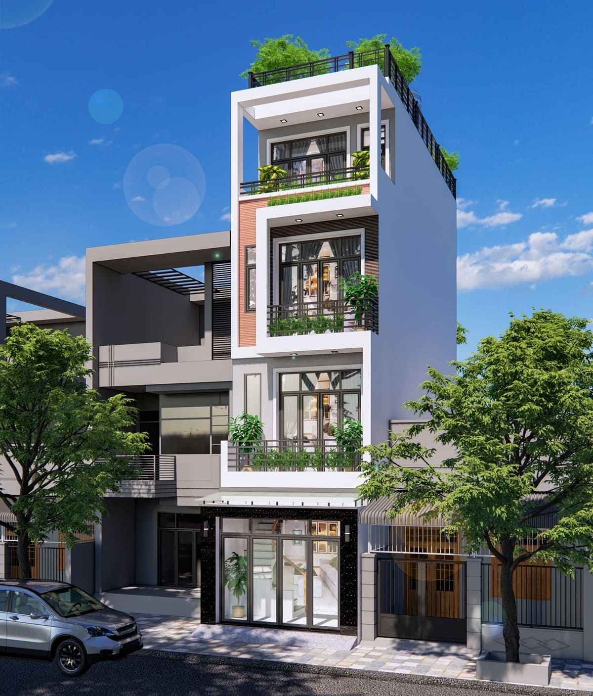 thiết kế nhà 1 trệt 3 lầu