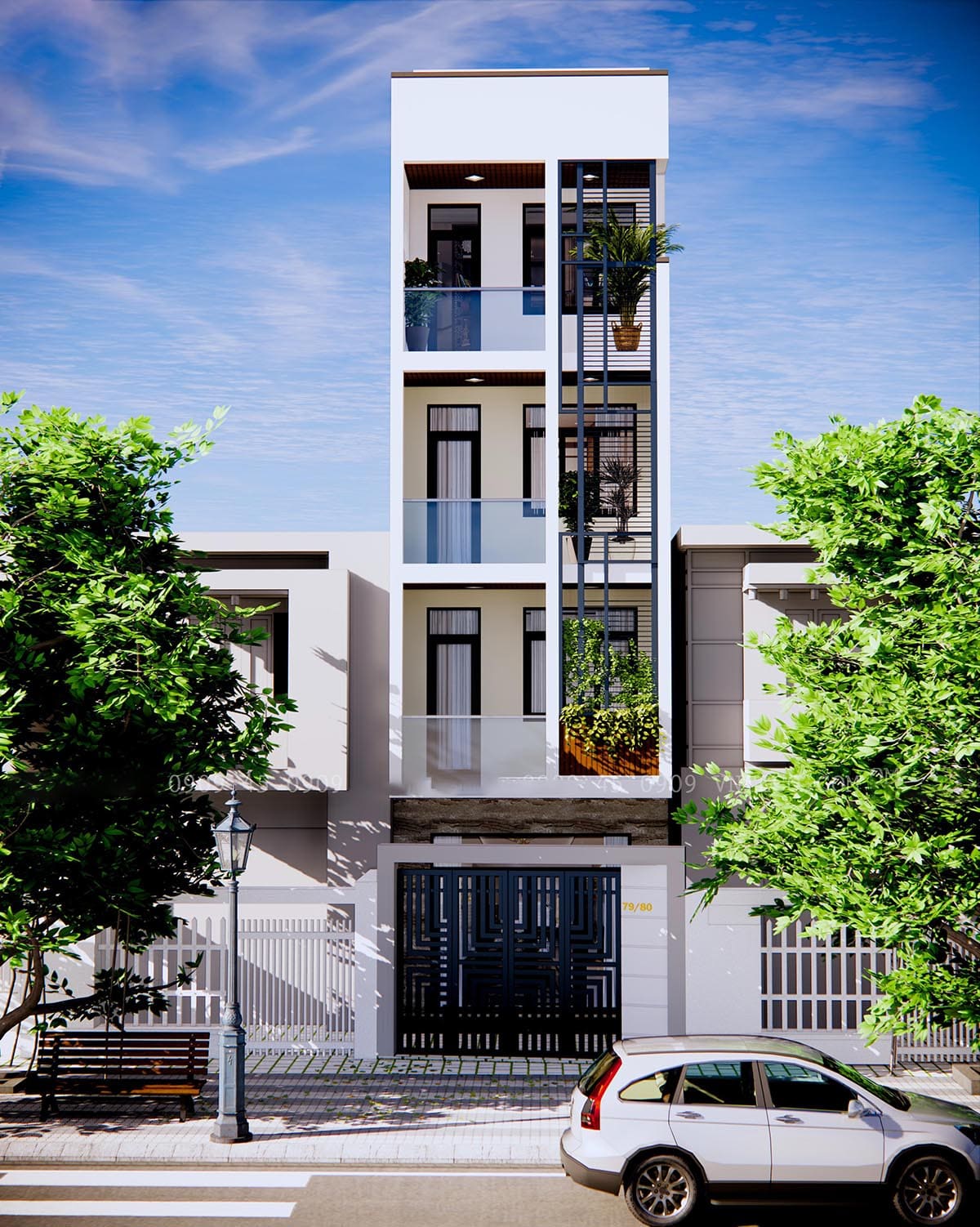 thiết kế nhà 1 trệt 3 lầu