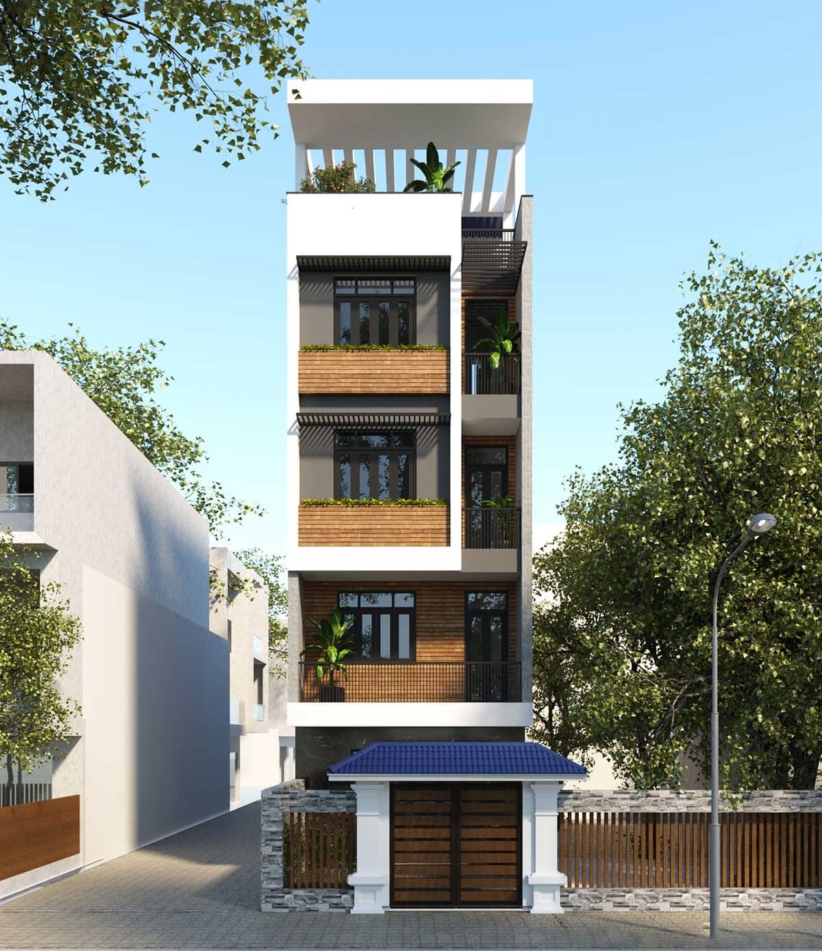 thiết kế nhà 1 trệt 3 lầu