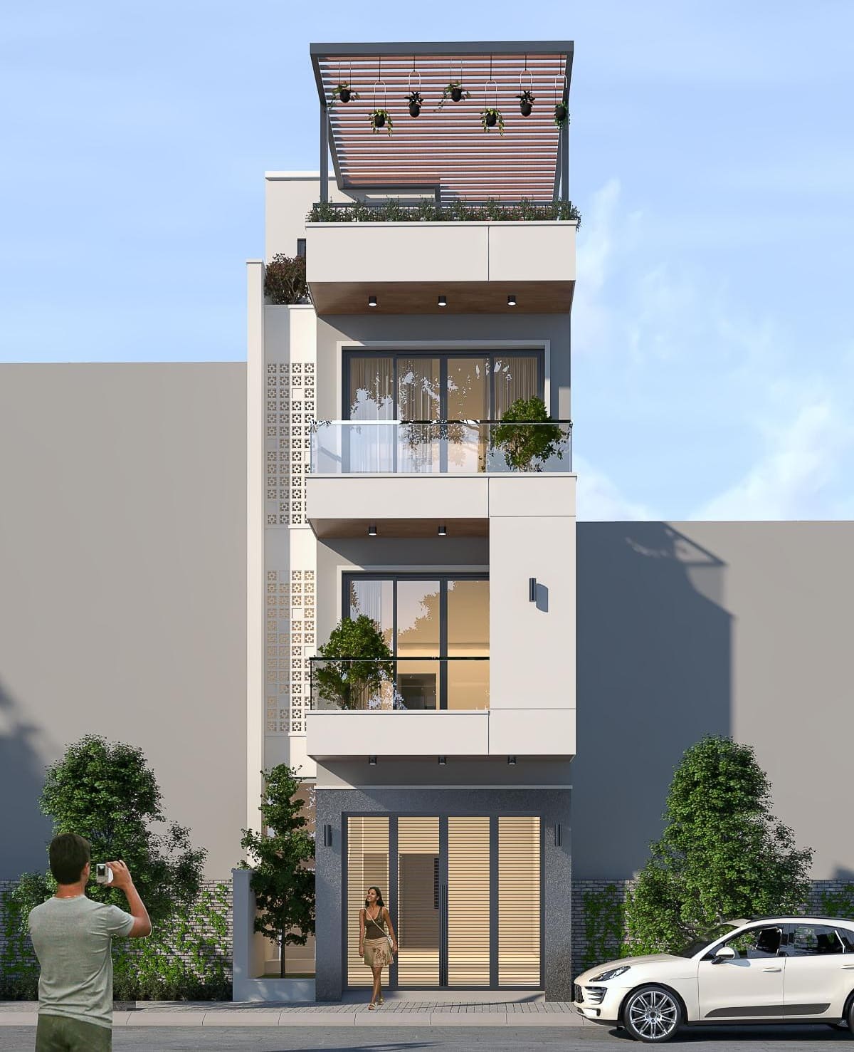 thiết kế nhà 1 trệt 3 lầu