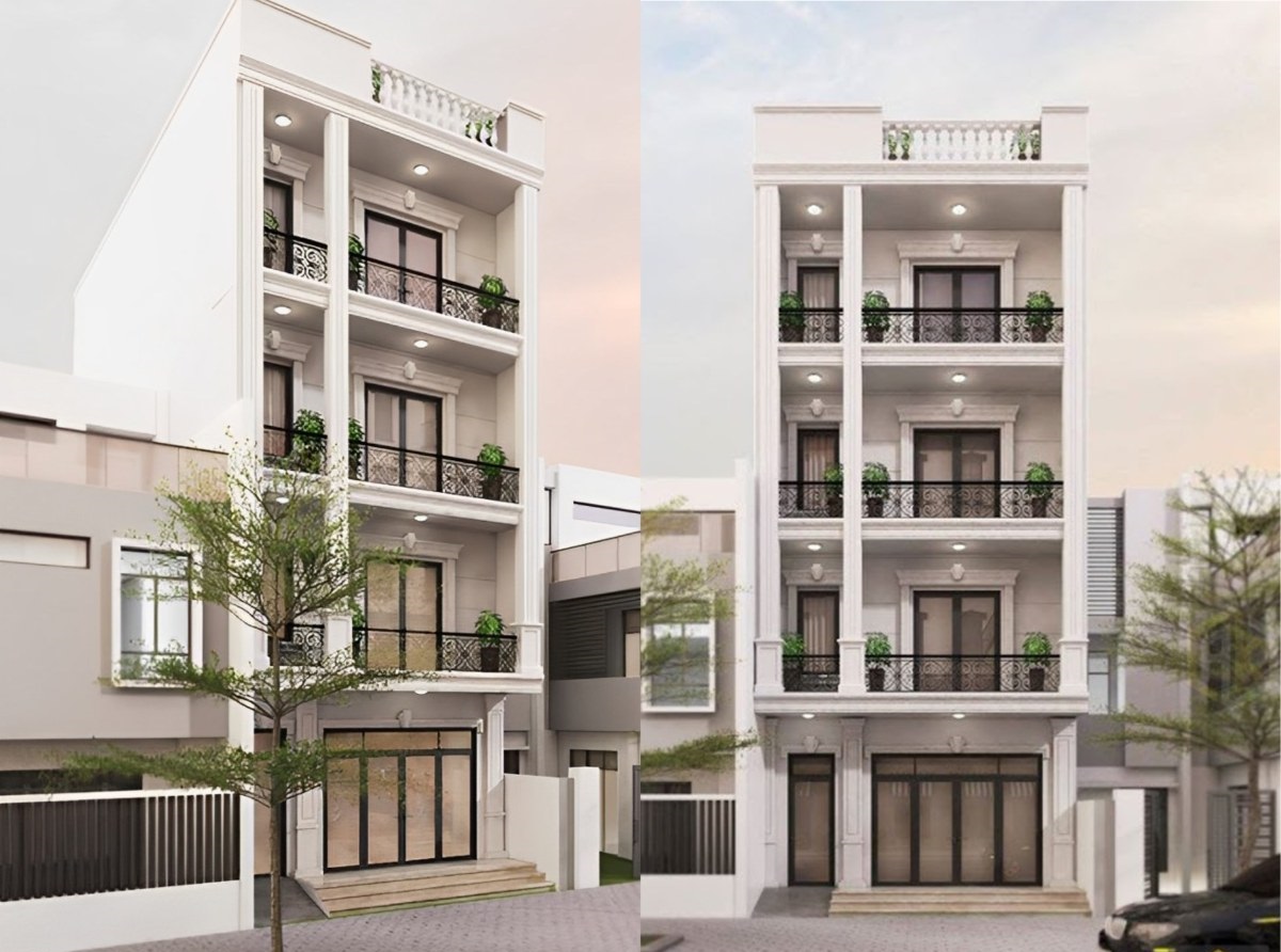 thiết kế nhà 1 trệt 3 lầu