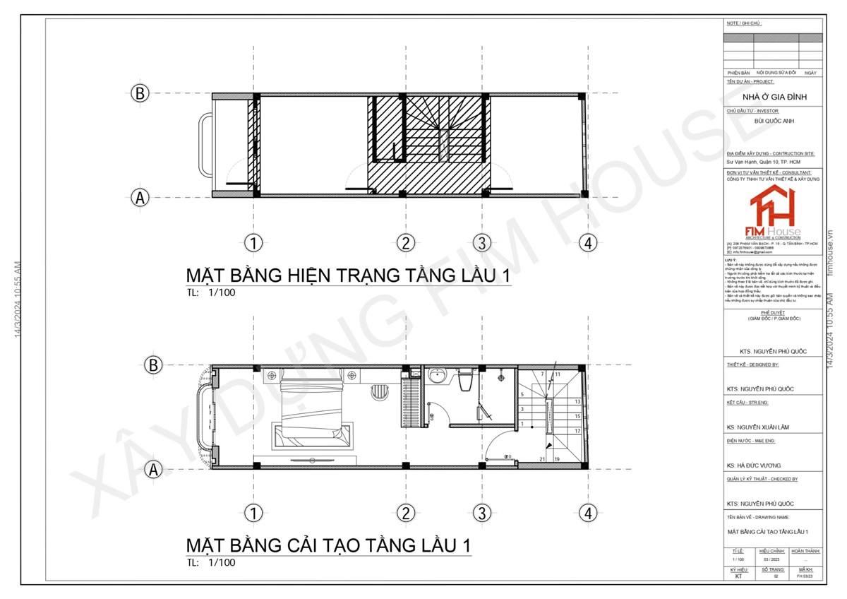 Bản vẽ mặt bằng lầu 1