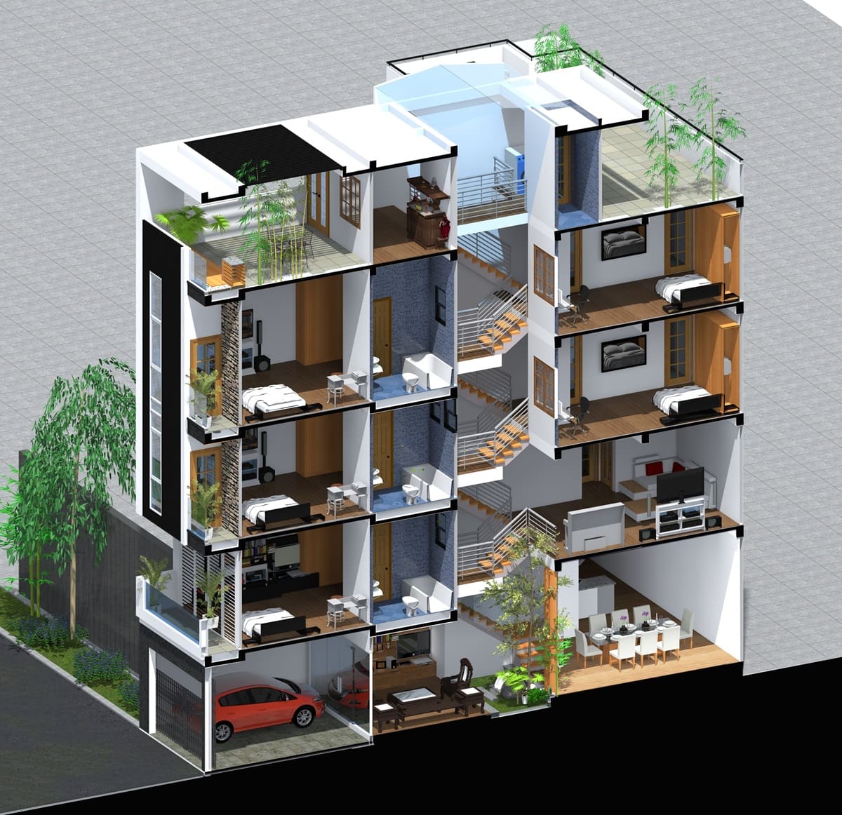 Mẫu thiết kế nhà lệch tầng