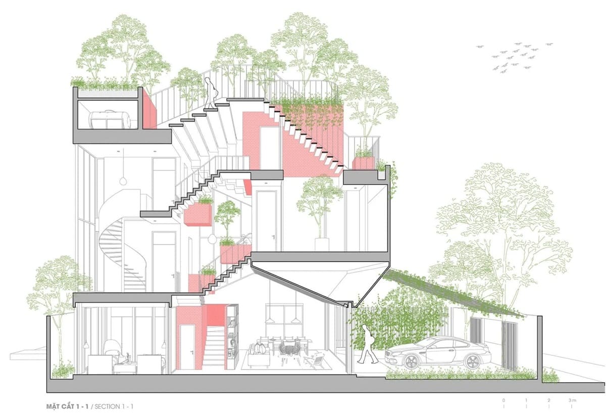 Mẫu thiết kế nhà lệch tầng