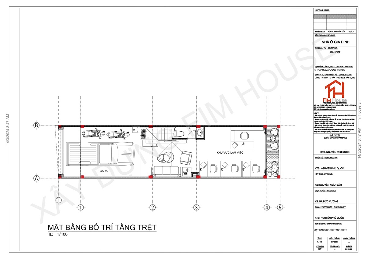 Mặt bằng tầng trệt