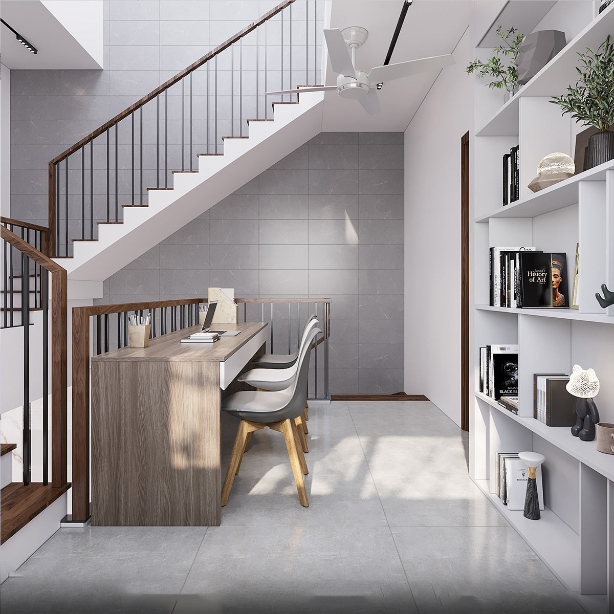 Mẫu thiết kế giếng trời cầu thang nhà ống đẹp thoáng mát