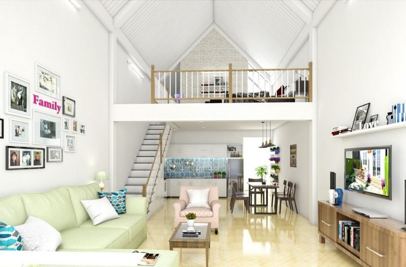 Mẫu thiết kế nhà 1 trệt 1 lửng 5x15