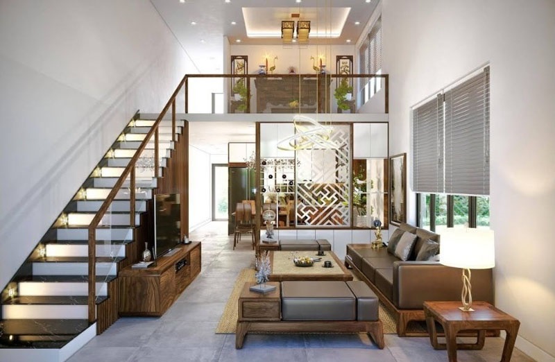 Mẫu thiết kế nhà 1 trệt 1 lửng 5x15