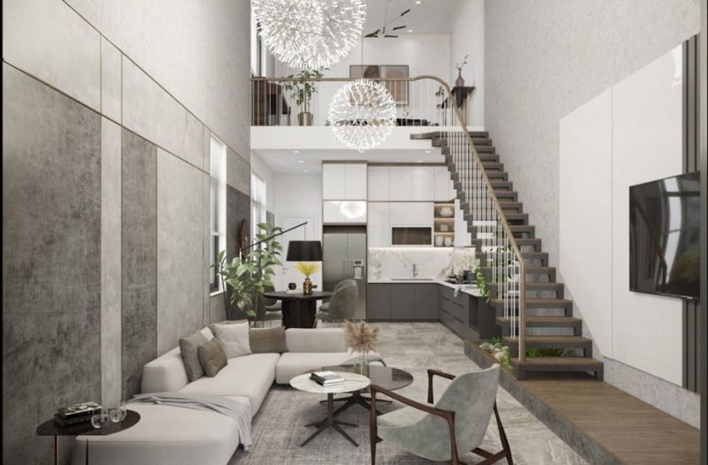 Mẫu thiết kế nhà 1 trệt 1 lửng 5x15