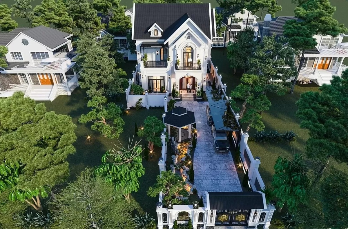 Mẫu thiết kế nhà mái thái 2 tầng