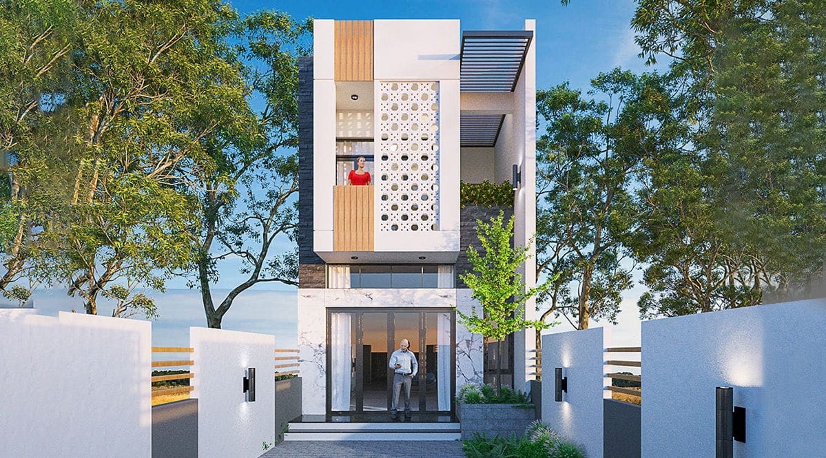 thiết kế nhà 5x10m 2 tầng 3 phòng ngủ hiện đại