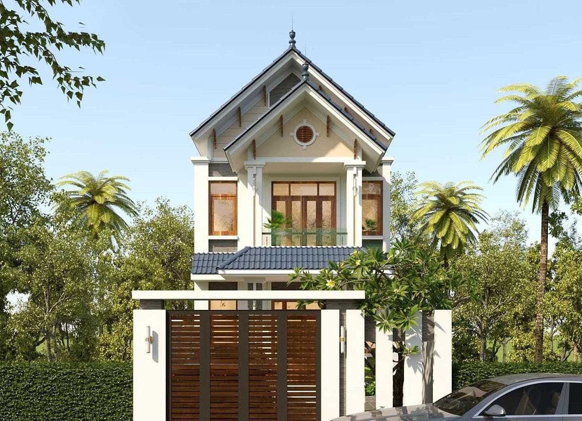 thiết kế nhà 5x10m 2 tầng 3 phòng ngủ mái thái