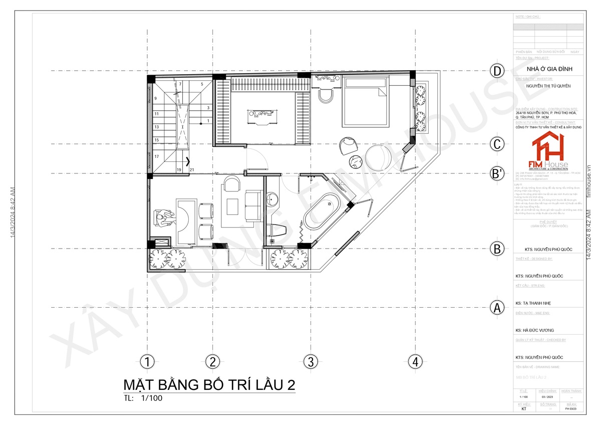 bản vẽ mặt bằng lầu 2 nhà 2 mặt tiền