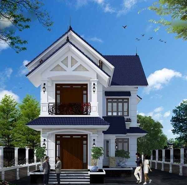 mẫu nhà chữ l 2 tầng mái thái