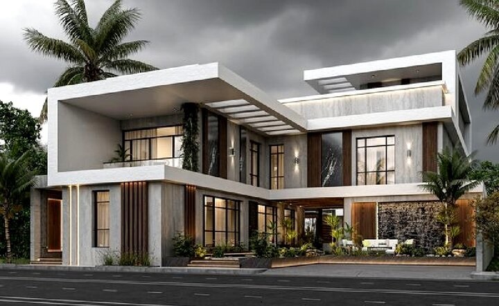 mẫu thiết kế nhà 2 tầng chữ l